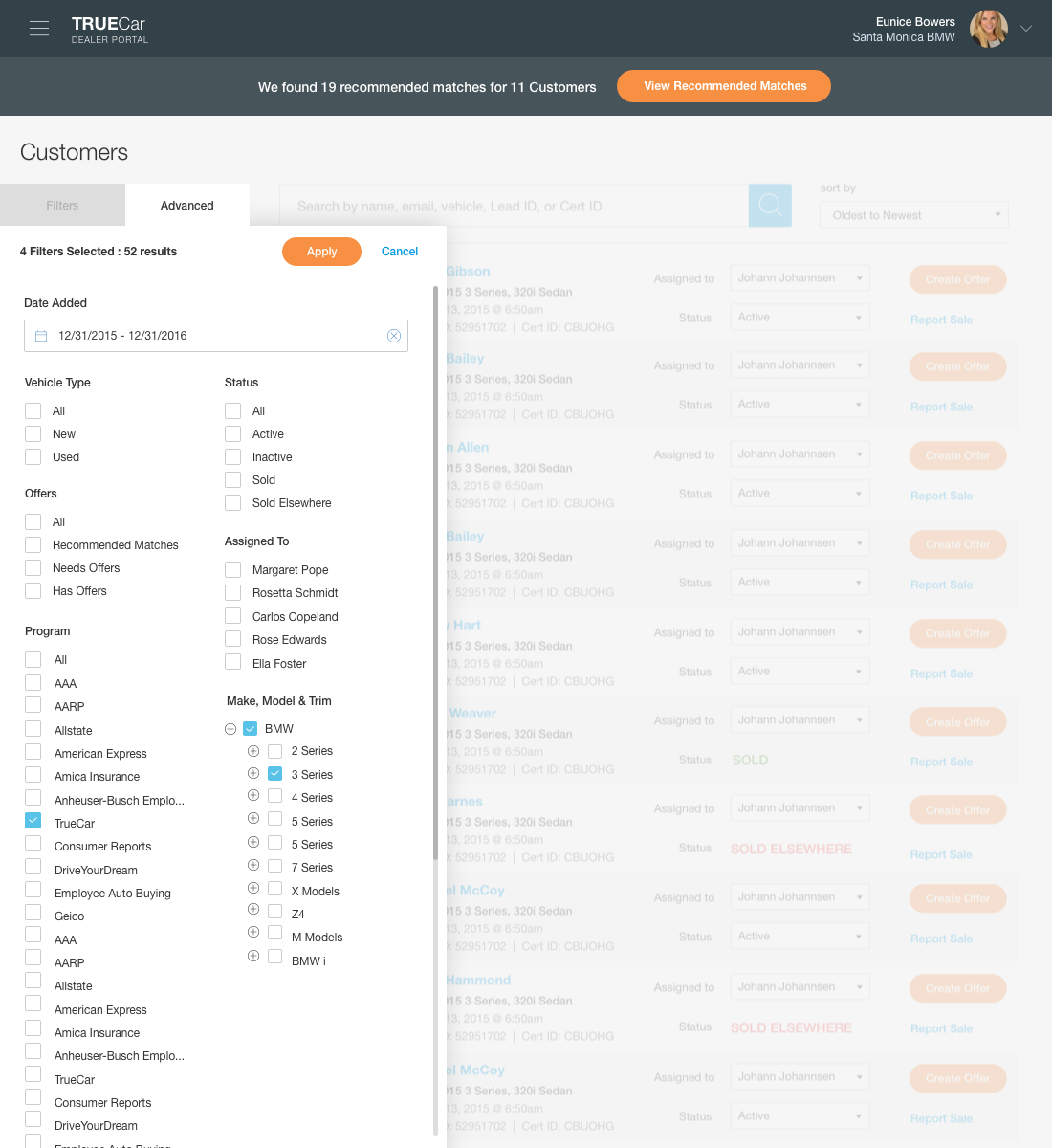 Customer search with reverse lookup