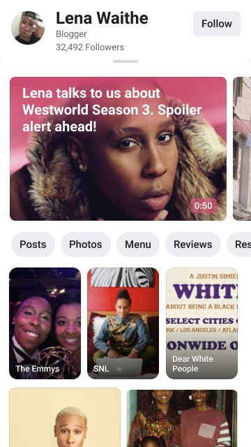 Stories integrated into public figure profile