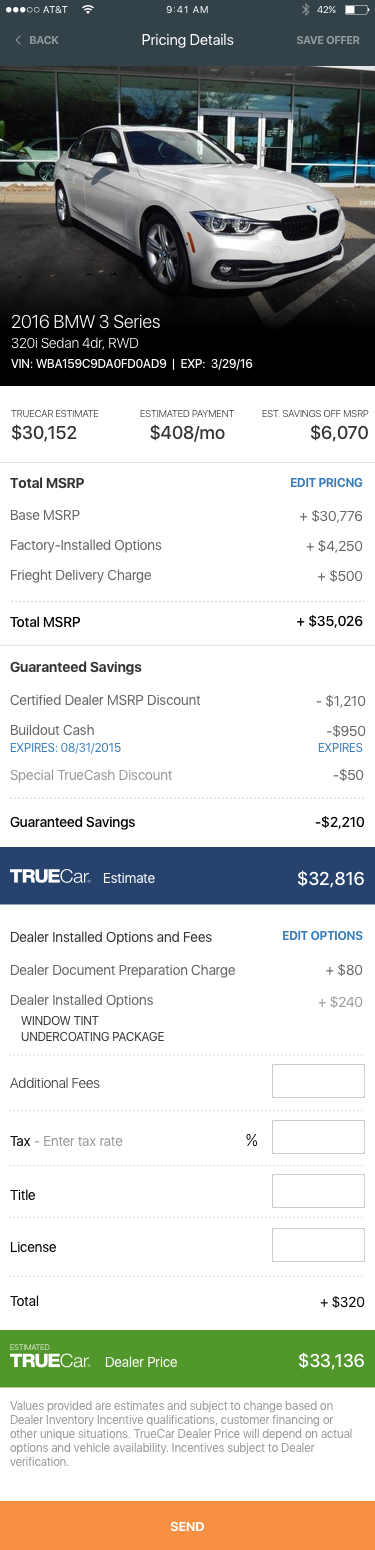 Offer preview and send