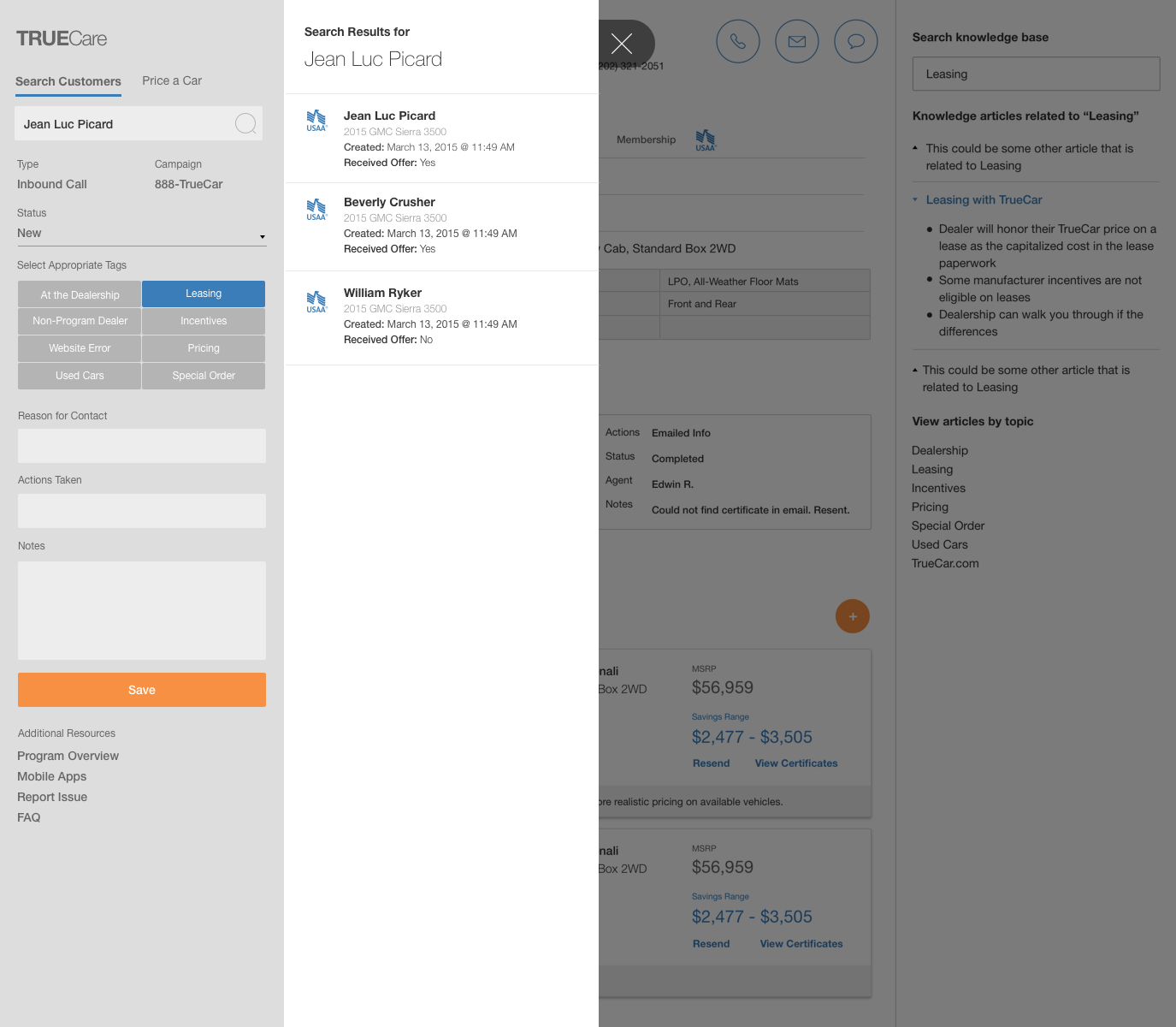 Full care dashboard overview